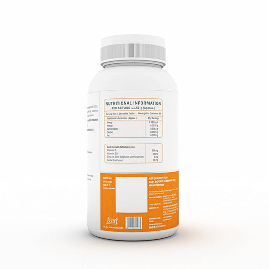 Scitron BEYOND C Chewable Tablets | Vitamin C| D3 | Zinc & Amla Extract | Your Immune System's Best Friend |60 Tablets