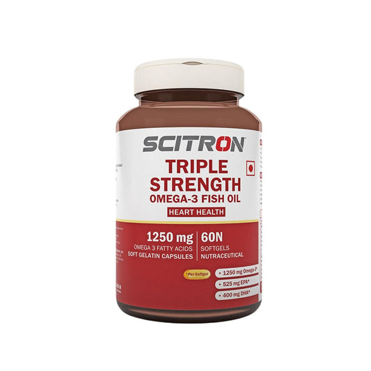 Scitron Triple Strength Omega-3 Fish Oil Capsules | 1250mg Omega-3 | 525mg EPA |400mg DHA| 60 Capsules