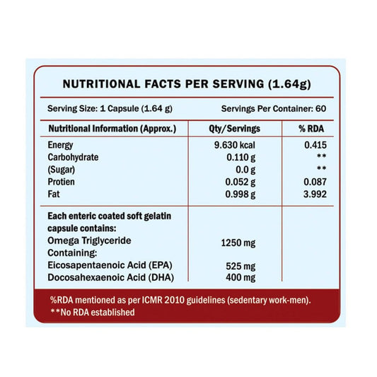 Scitron Triple Strength Omega-3 Fish Oil Capsules | 1250mg Omega-3 | 525mg EPA |400mg DHA| 60 Capsules