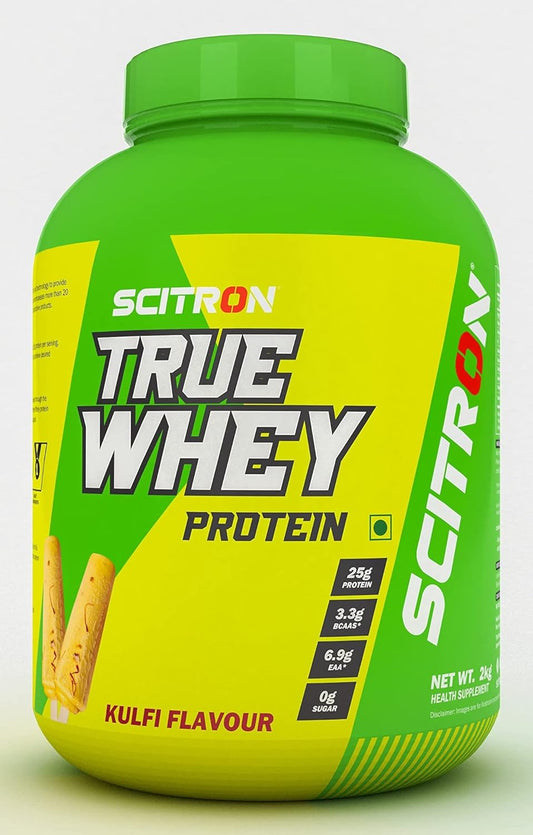 Scitron True Whey Protein 25g Protein| 3.3g BCAAs & 6.9g EAA | Stimulate Muscles Growth | Enhance Recovery | 100% Muscle Building Whey Protein| Post Workout| BCAA Amino Profile | Whey Protein Bodybuiding Supplement | 2 Kg