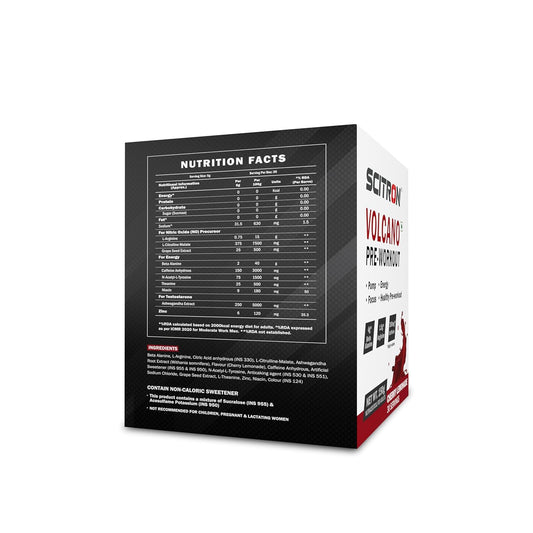 Scitron Volcano Pre Workout | 4g Beta Alanine | 1.5g Arginine | 300mg Caffeine | 0g Sugar | Boost Energy & Focus| Healthy Pre-workout
