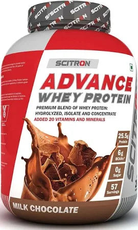 Scitron Advance Whey Protein | 25.5g Protein |5g BCAAs| 0g Sugar| 20 Vitamins & Minerals| Certified by Labdoor, USA | Sourced from Glanbia Nutrition | Certified by Informed Choice