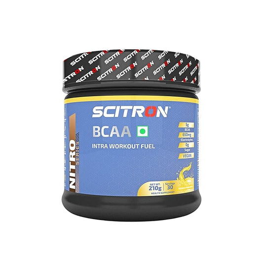 Scitron Nitro Series BCAA Intra Workout Fuel Powder 210g |30 Servings| 5 g BCAA| 650mg Electrolytes| 0g Sugar| Vegan