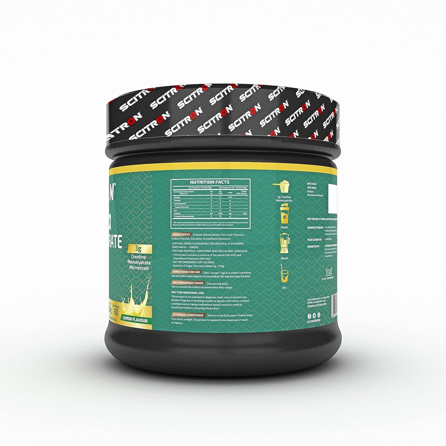 Scitron Nitro Series Creatine Monohydrate |3g Creatine| 62 Servings| No Added Sugar| Increase Endurance | 250g