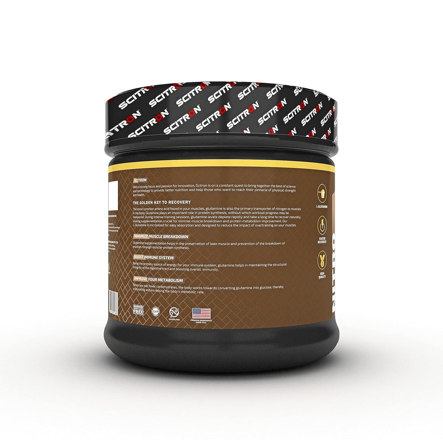 Scitron Nitro Series Glutamine 250g | Lychee Flavour | 5g Glutamine per Serving | Recovery & Muscle Support