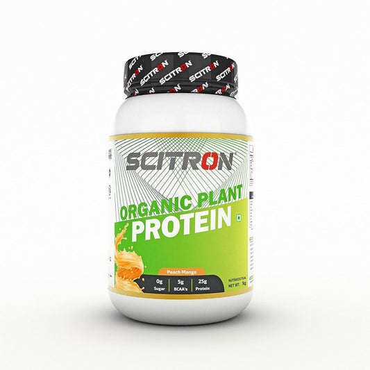 Scitron Organic Plant Protein 1kg |32 Servings| 25g Protein| 5g BCAAs| 0g Sugar