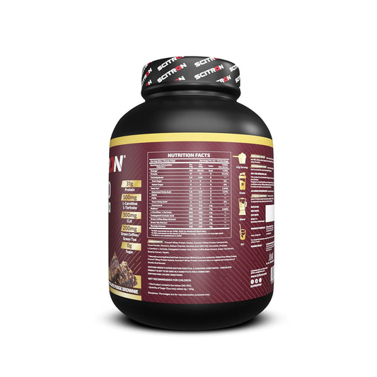 Scitron Ripped Whey Protein Powder 1.81 Kg |Chocolate Fudge Brownie| 30g Protein| 500mg L-Carnitine| 300mg CLA | For Weight Loss & Post Workout Recovery