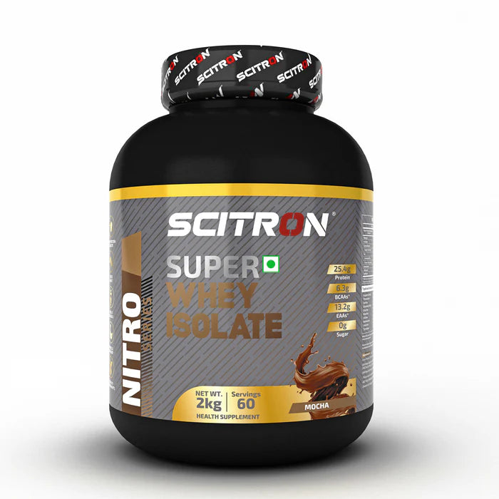Scitron Super Whey Isolate Protein Powder |25g Protein| 5.85g BCAAs| 12.52g EAAs | Maximize your muscle-building potential and boost muscle recovery