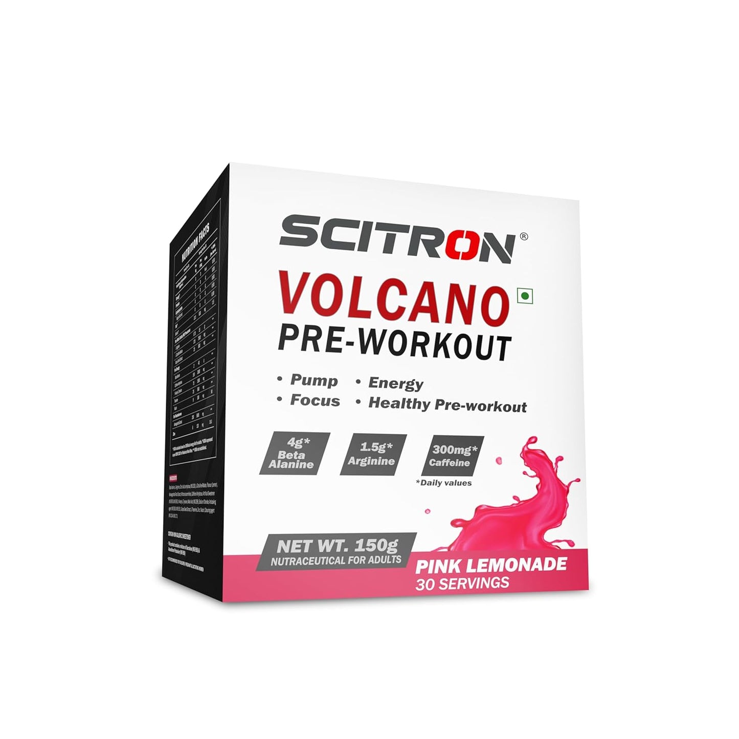 Scitron Volcano Pre Workout | 4g Beta Alanine | 1.5g Arginine | 300mg Caffeine | 0g Sugar | Boost Energy & Focus| Healthy Pre-workout