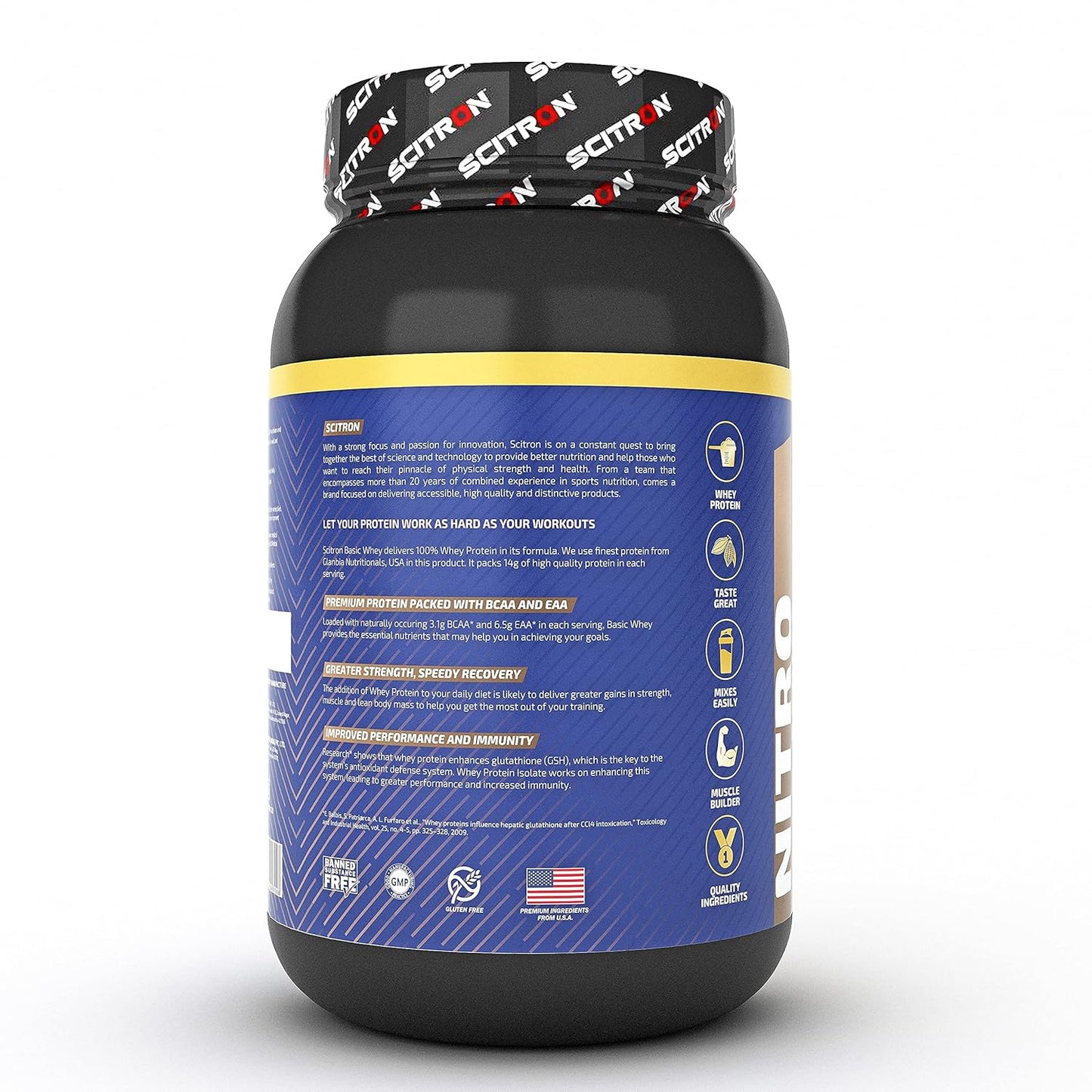 Scitron Nitro Series BASIC WHEY |14g Protein| 3.1g BCAAs| 6.5g EAAs| 0g Sugar| 31 Servings | 1kg |Chocolate Fantasy
