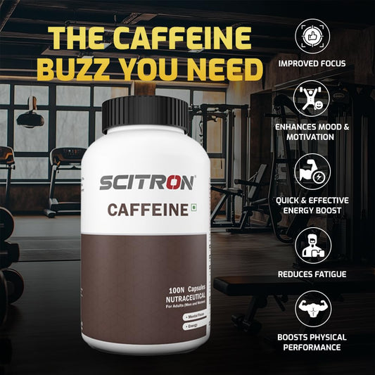 SCITRON Caffeine 200mg | Insane Focus & Powerful Energy Boost for Peak Performance | 100 Capsules