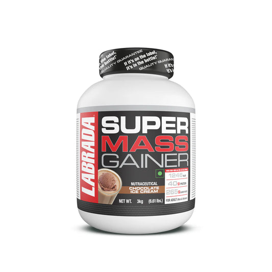 Labrada Super Mass Gainer | High-Calorie Protein Powder for Muscle Growth & Recovery |1246 Calories | 40g Protein | 265g Carbs | Chocolate Ice Cream Flavor | 3g Creatine | 500mg Glutamine, 1000gm