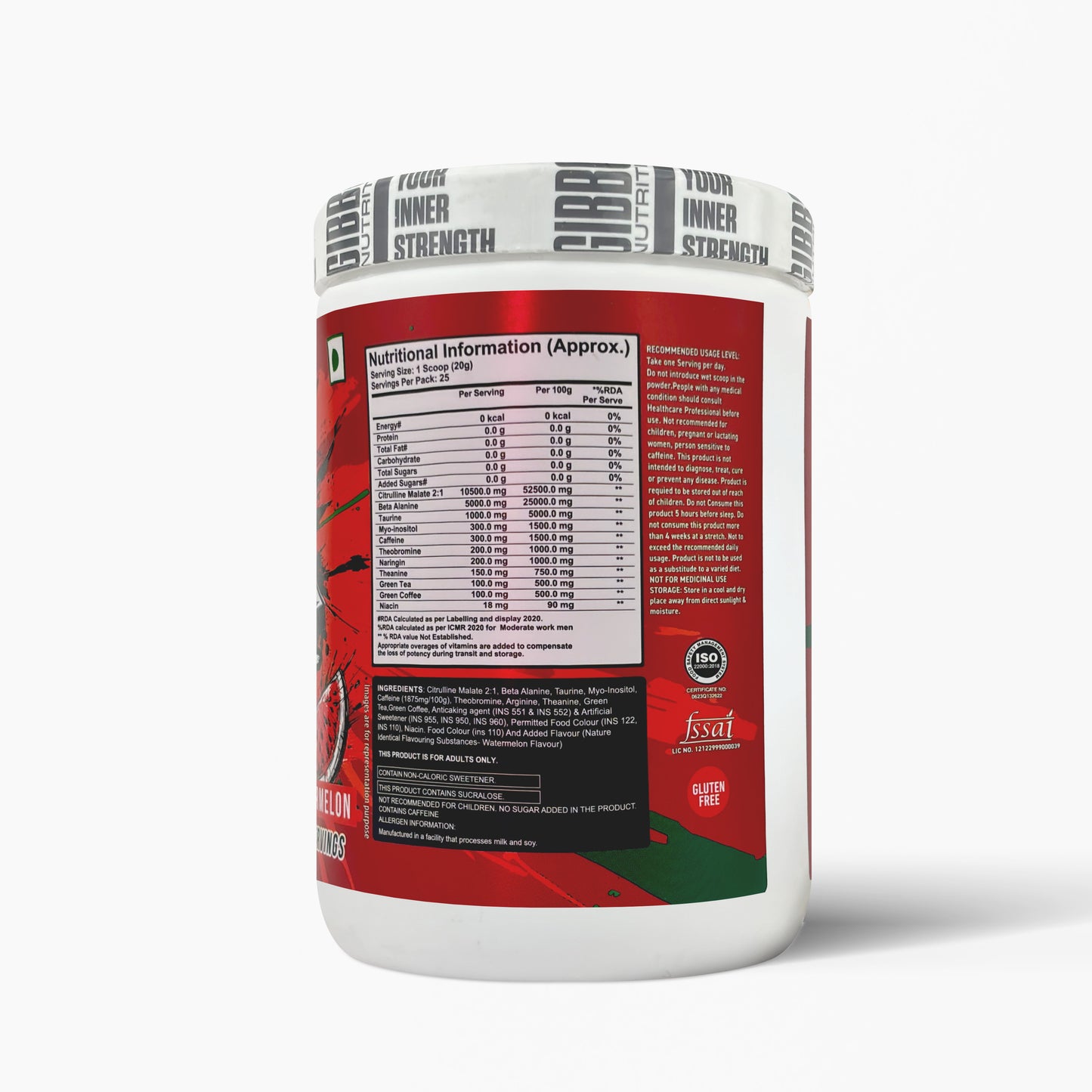 GIBBON Svelte Pre Workout Powder | Energy & Focus Booster with Citrulline Malate| Beta Alanine| Taurine & Caffeine | Nitric Oxide Muscle Pump Formula | Gym & Training Performance Supplement