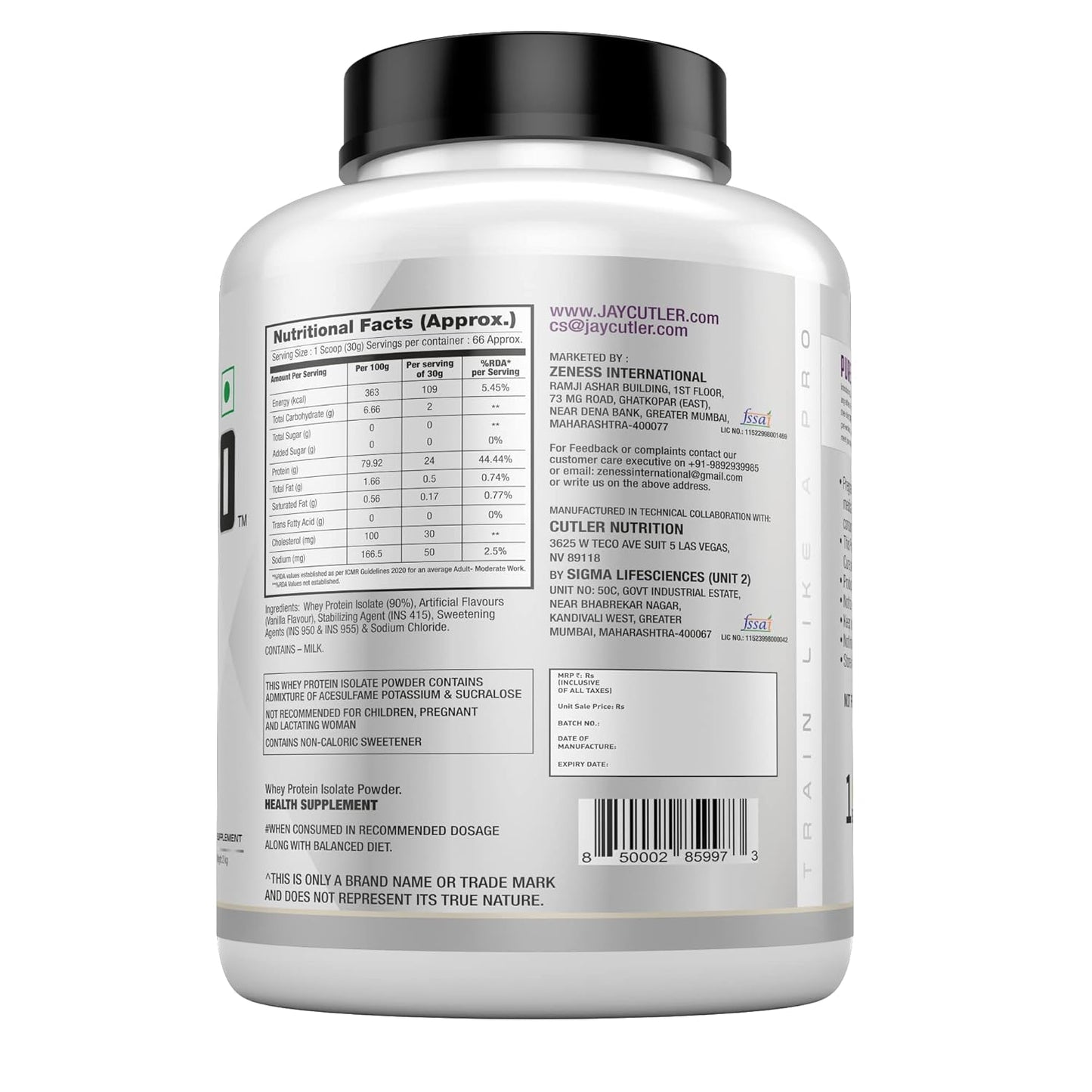 Cutler Nutrition Total ISO Whey Isolate Protein Powder | Post Workout Protein Powder Mix and Meal Replacement Drink| 2 kg