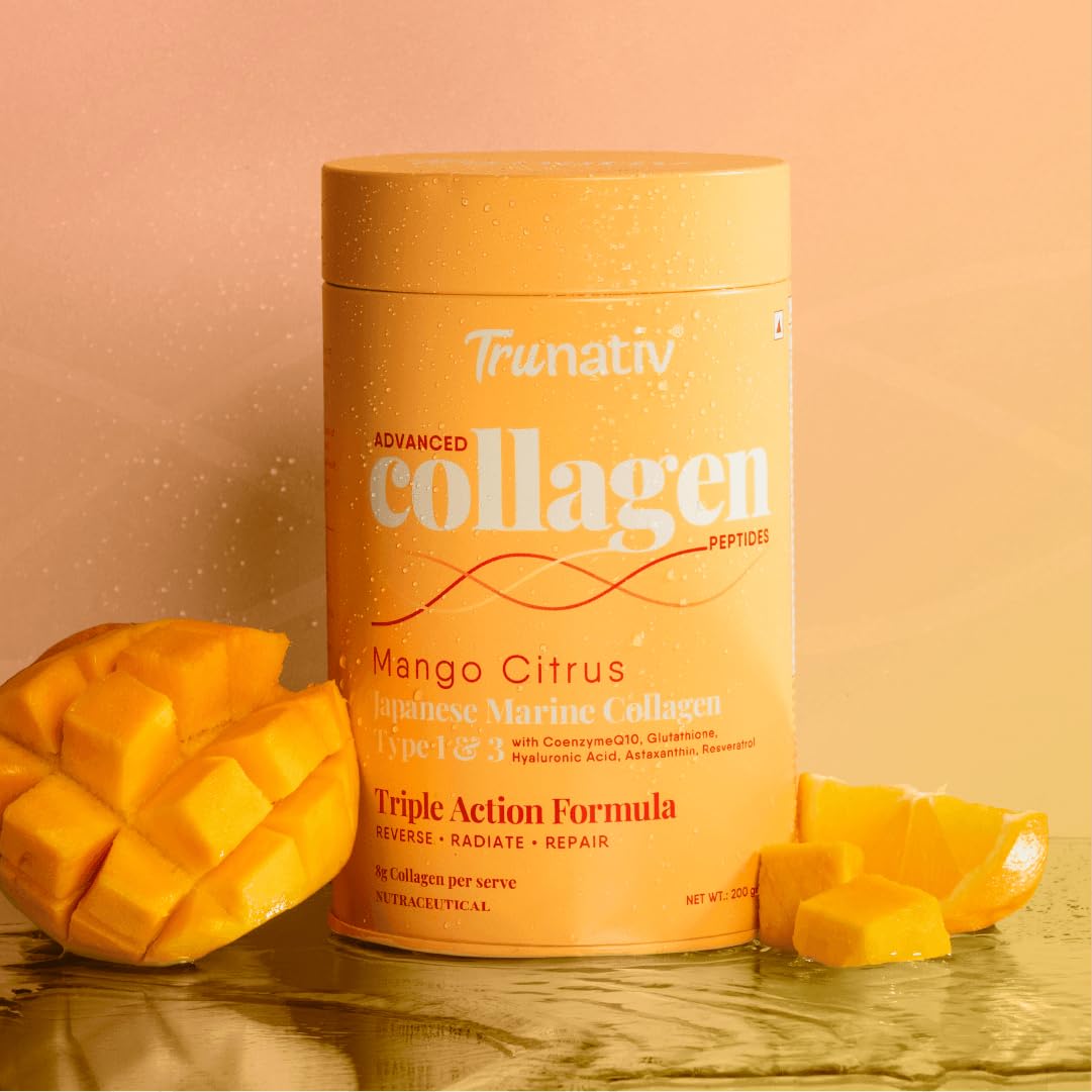 Trunativ Advanced Japanese Marine Collagen Powder |Type 1 and 3 | Supplements for Women and Men with Hyaluronic Acid | Supports Skin Glow, Hair Growth and Nail Strength | 200 Gm