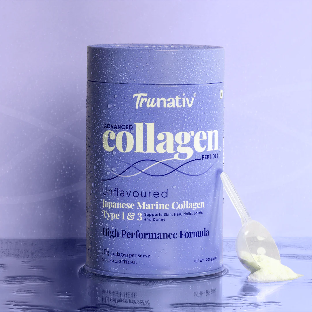 Trunativ Advanced Japanese Marine Collagen Powder |Type 1 and 3 | Supplements for Women and Men with Hyaluronic Acid | Supports Skin Glow, Hair Growth and Nail Strength | 200 Gm