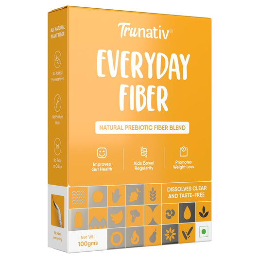 Trunativ Everyday Fiber| Bloating Relief, Gas, Constipation & Acidity Relief |Non-GMO| Control Blood Sugar Levels| Psyllium Husk Replacer & Isabgol Replacer| Gluten Free| Unflavored Powder |100g