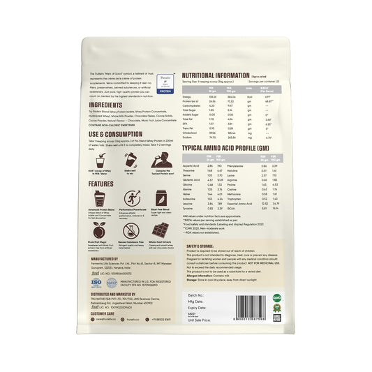 TruNativ Whey Protein Concentrate & Isolate Pro Blend | 26g Protein & 6g BCAA | Light and Clean Whey Protein Powder Blend | No Added Sugar | Higher Protein Absorption | 907g