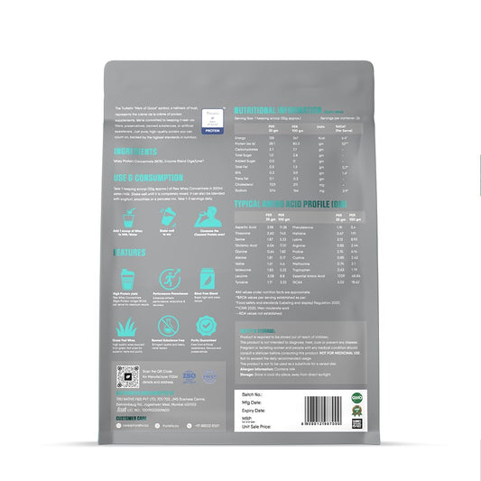 TruNativ Raw Whey Protein Concentrate Powder for Muscle Support & Recovery | 28 gm Protein | 6.5 gm BCAA | No Added Sugar | Ultra low Carbs | For Men & Women | Unflavoured Protein Powder |907g