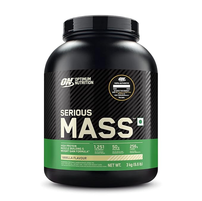 OPTIMUM NUTRITION (ON) Serious Mass Gainer powder (Veg) | Vitamins & Minerals | High Protein High Calorie Weight Gainer with 3gm Creatine
