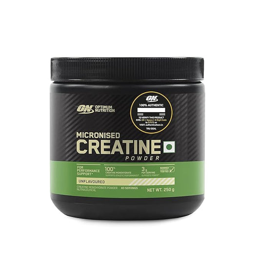 Optimum Nutrition (ON) Micronized Creatine Powder - 250 Gram | 83 Serves | Unflavored | 3g of 100% Creatine Monohydrate per serve | Supports Athletic Performance & Power