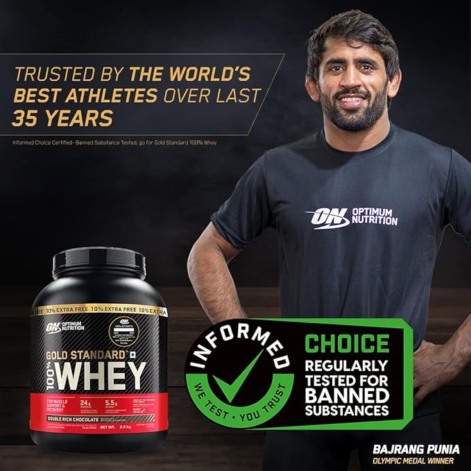 Optimum Nutrition (ON) Gold Standard 100% Whey Protein | for Muscle Support & Recovery | Vegetarian - Primary Source Whey Isolate