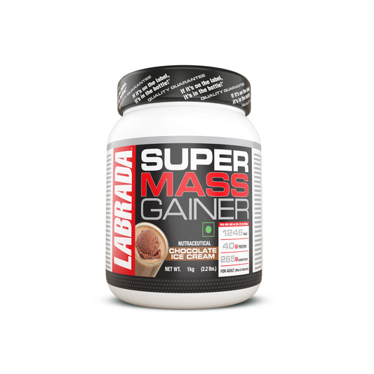 Labrada Super Mass Gainer | High-Calorie Protein Powder for Muscle Growth & Recovery |1246 Calories | 40g Protein | 265g Carbs | Chocolate Ice Cream Flavor | 3g Creatine | 500mg Glutamine, 1000gm