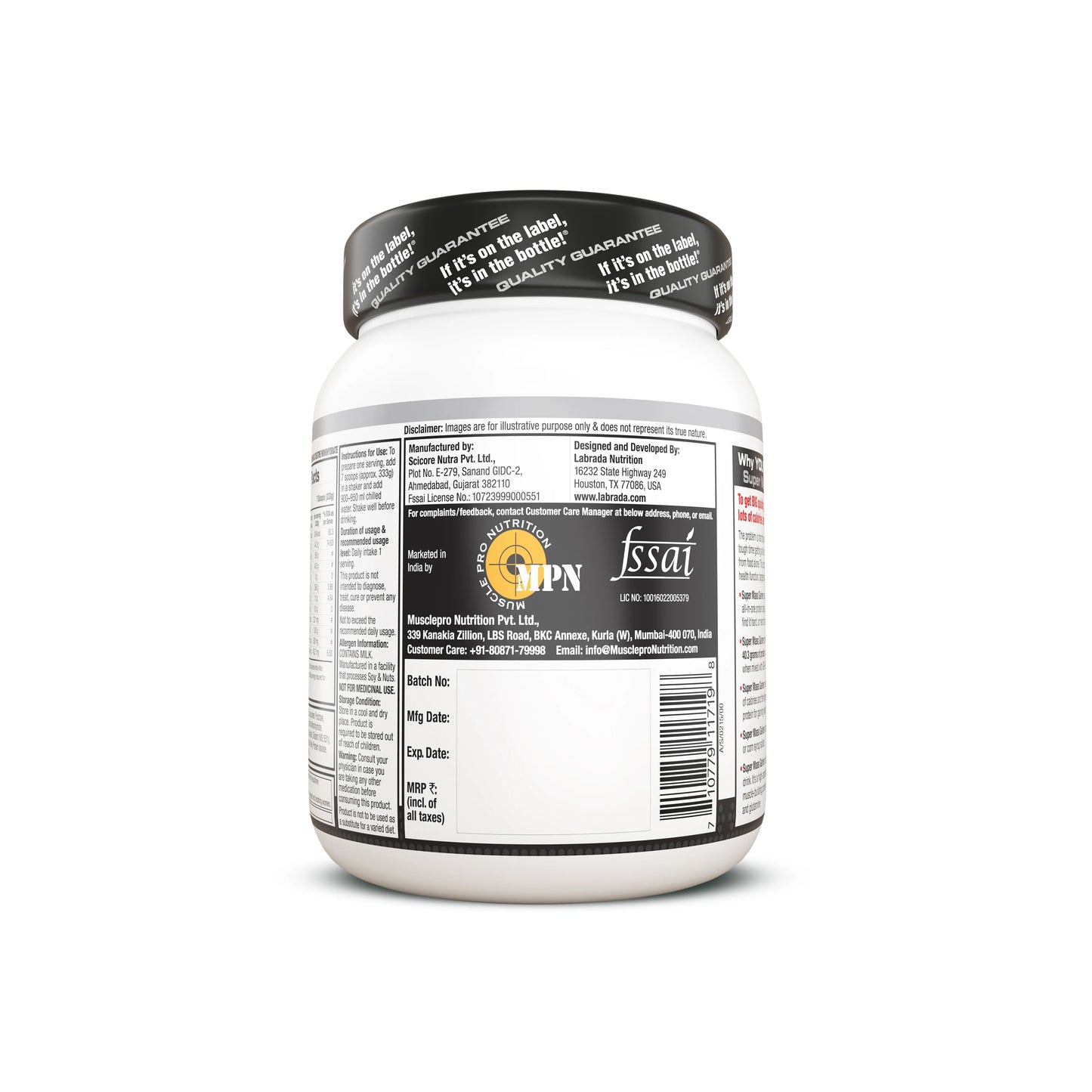 Labrada Super Mass Gainer | High-Calorie Protein Powder for Muscle Growth & Recovery |1246 Calories | 40g Protein | 265g Carbs | Chocolate Ice Cream Flavor | 3g Creatine | 500mg Glutamine, 1000gm