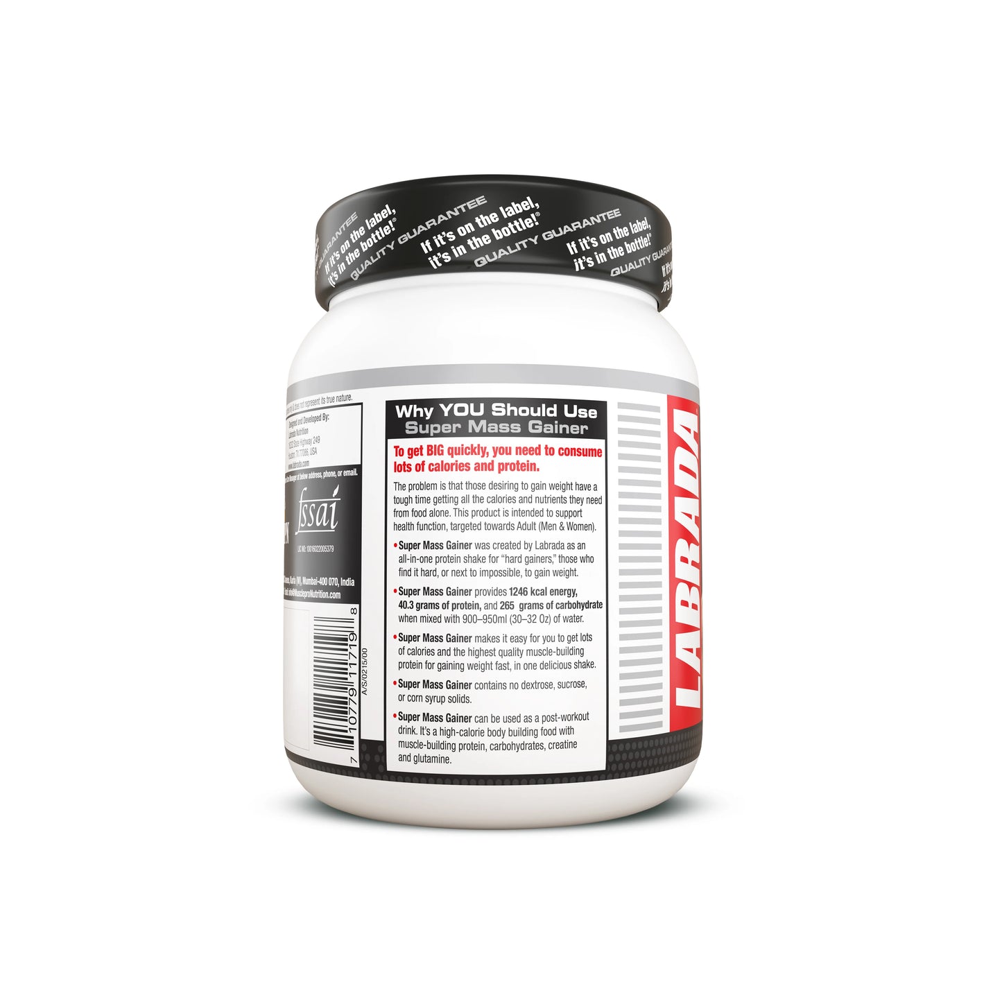 Labrada Super Mass Gainer | High-Calorie Protein Powder for Muscle Growth & Recovery |1246 Calories | 40g Protein | 265g Carbs | Chocolate Ice Cream Flavor | 3g Creatine | 500mg Glutamine, 1000gm