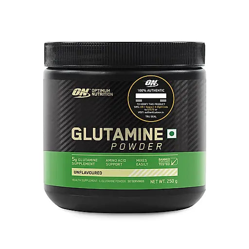 Optimum Nutrition L-Glutamine Powder | Amino Acid Support & Muscle Recovery | 5g Glutamine per serve | 250 Gram Pack of 50 Serves