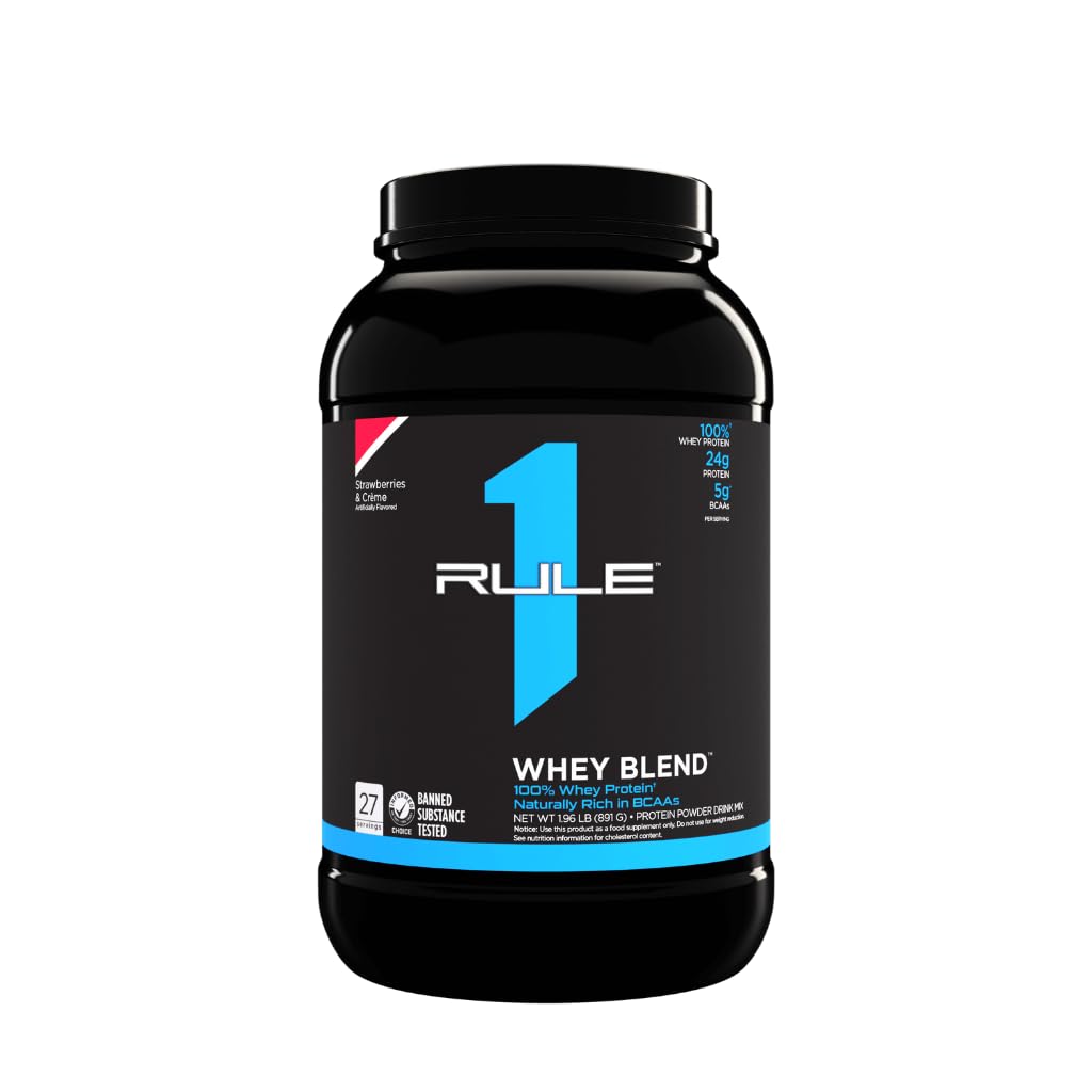 Rule One Proteins | R1 Whey Blend | 24g Fast-Acting Whey Protein Concentrates | Isolates | and Hydrolysates Per Serving | with Naturally Occurring EAAs and BCAAs