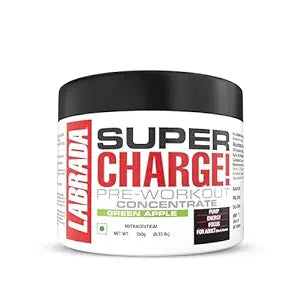 Labrada Super Charge Pre-Workout Concentrate | Green Apple (30 Servings | 0.75g L-Arginine | 375mg L-Citrulline Malate | 2g Beta Alanine | 150mg Caffeine Anhydrous | 250mg Ashwagandha Extract)