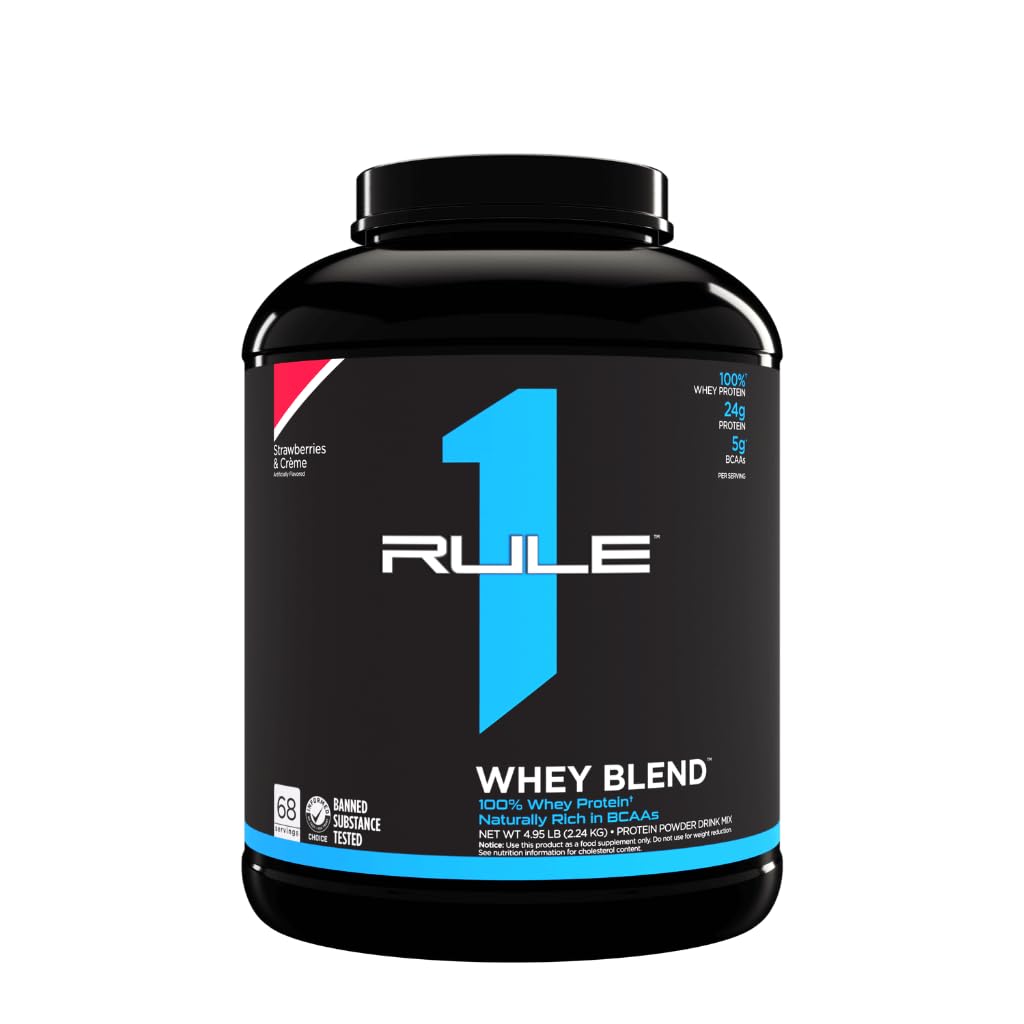 Rule One Proteins | R1 Whey Blend | 24g Fast-Acting Whey Protein Concentrates | Isolates | and Hydrolysates Per Serving | with Naturally Occurring EAAs and BCAAs