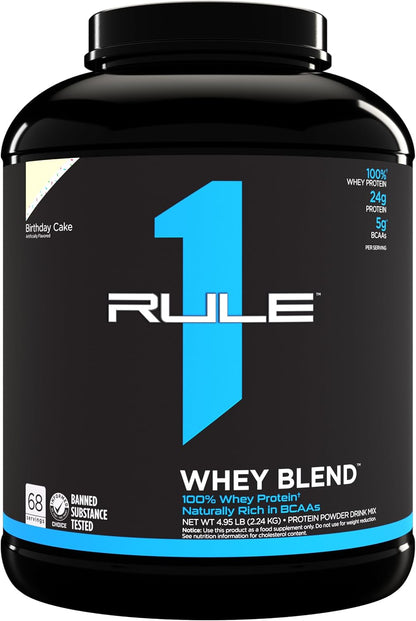 Rule One Proteins | R1 Whey Blend | 24g Fast-Acting Whey Protein Concentrates | Isolates | and Hydrolysates Per Serving | with Naturally Occurring EAAs and BCAAs