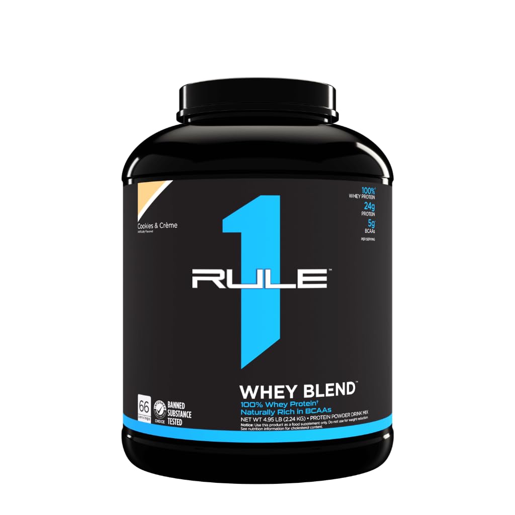 Rule One Proteins | R1 Whey Blend | 24g Fast-Acting Whey Protein Concentrates | Isolates | and Hydrolysates Per Serving | with Naturally Occurring EAAs and BCAAs