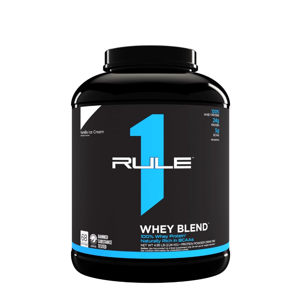Rule One Proteins | R1 Whey Blend | 24g Fast-Acting Whey Protein Concentrates | Isolates | and Hydrolysates Per Serving | with Naturally Occurring EAAs and BCAAs