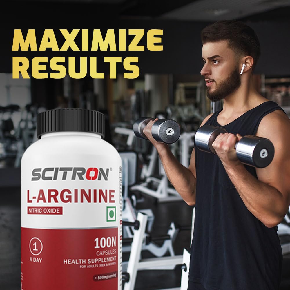 Scitron L-Arginine | Boost Nitric Oxide| Muscle Pump & Recovery | 100 veg capsules