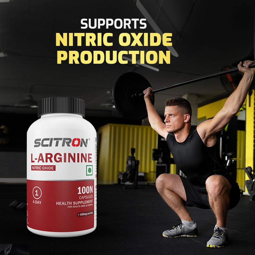 Scitron L-Arginine | Boost Nitric Oxide| Muscle Pump & Recovery | 100 veg capsules