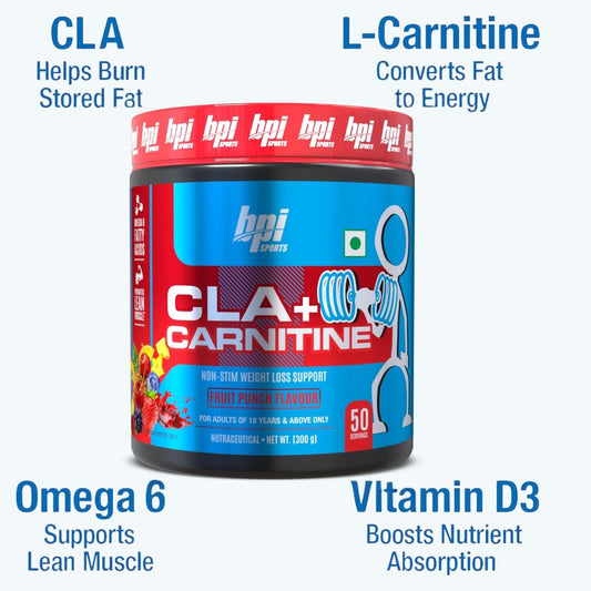 BPI Sports CLA + Carnitine  |Conjugated Linoleic Acid | Weight Loss Formula | Metabolism, Performance, Lean Muscle | Caffeine Free | For Men & Women | 50 servings