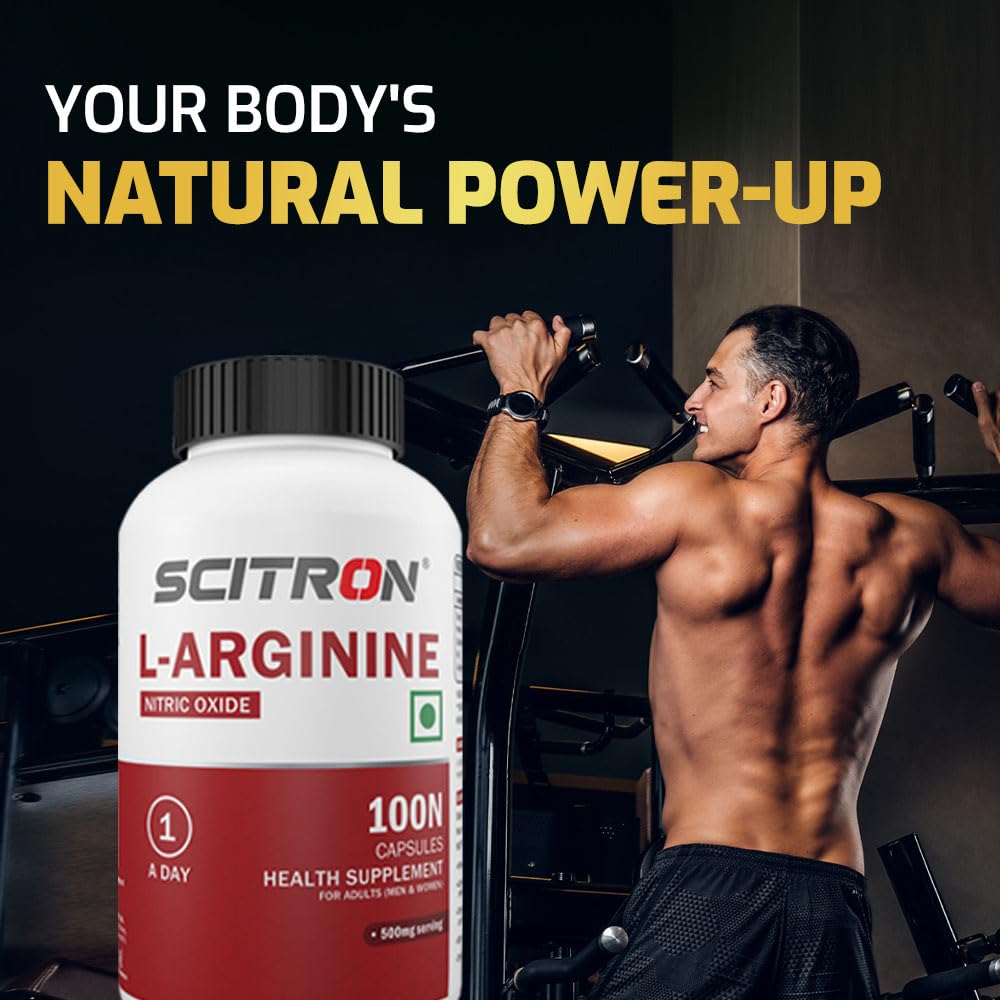 Scitron L-Arginine | Boost Nitric Oxide| Muscle Pump & Recovery | 100 veg capsules