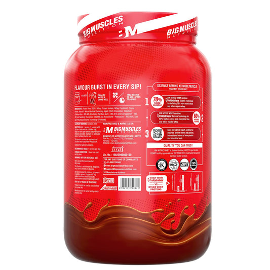 Bigmuscles Nutrition Nitric Whey protein | 27g Isolate Whey Protein | ProHydrolase Enzyme Tech. for Faster Absorption & Lean Muscle Growth