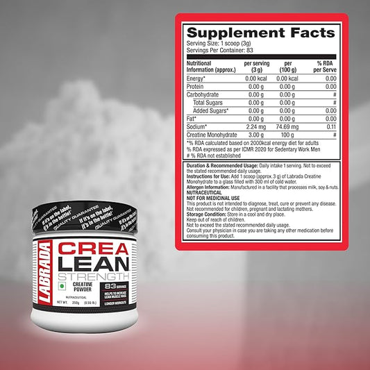 Labrada CreaLean | Creatine Monohydrate Powder | Post Workout Supplement for Muscle Repair | Recovery | Strength & Longer Workouts | Unflavored