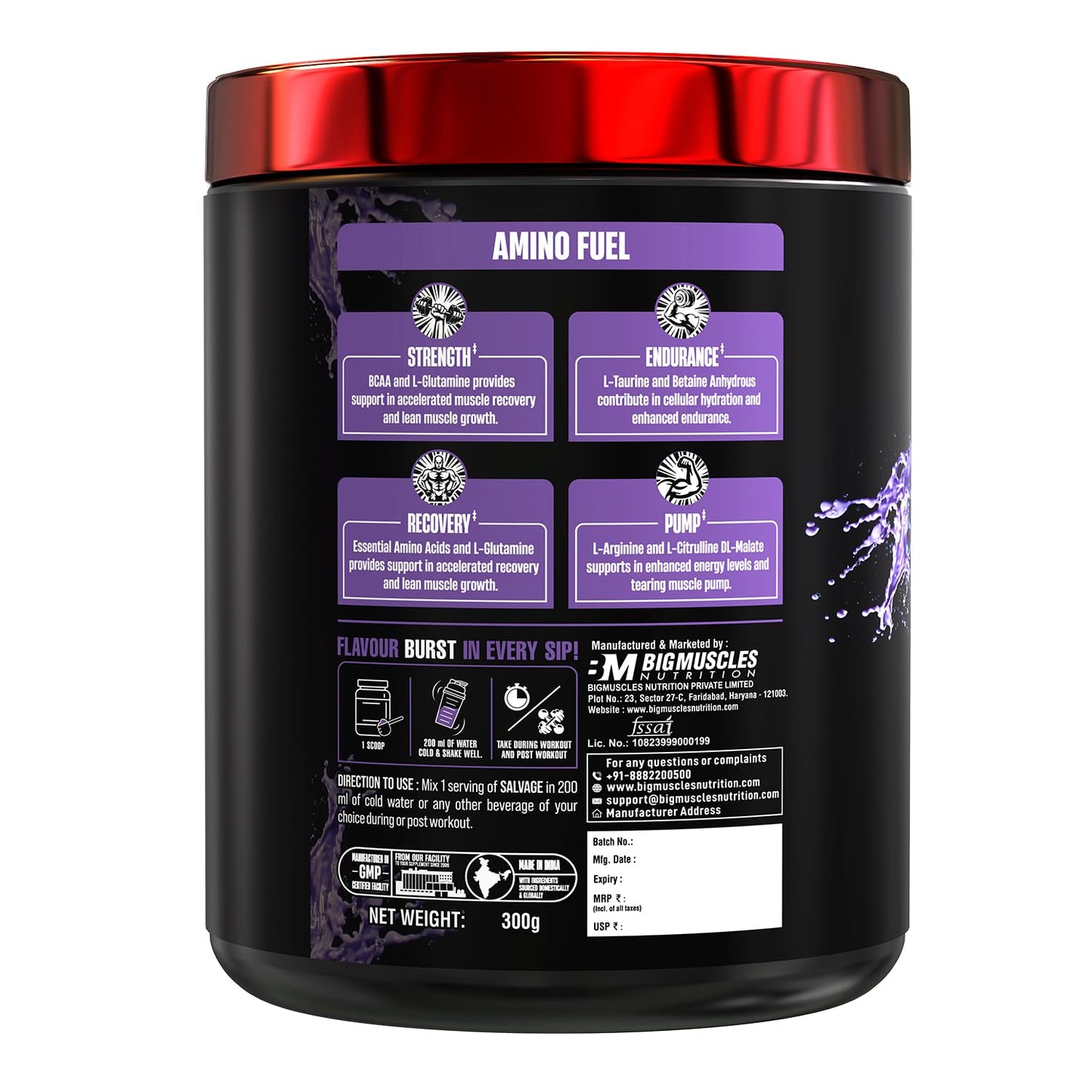 Bigmuscles Nutrition Salvage | 300g | Full Spectrum Recovery Drink with 16 Essential Amino Acids