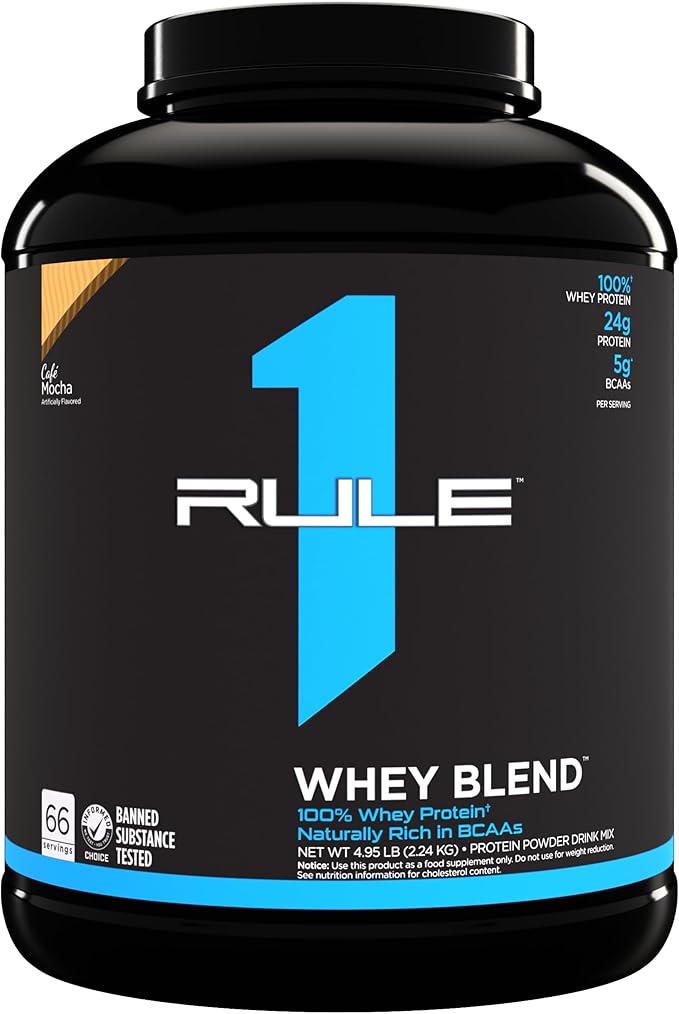 Rule One Proteins | R1 Whey Blend | 24g Fast-Acting Whey Protein Concentrates | Isolates | and Hydrolysates Per Serving | with Naturally Occurring EAAs and BCAAs