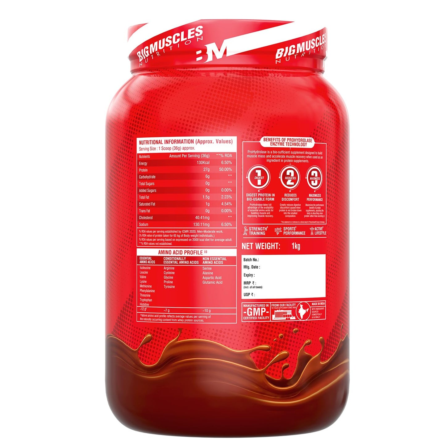 Bigmuscles Nutrition Nitric Whey protein | 27g Isolate Whey Protein | ProHydrolase Enzyme Tech. for Faster Absorption & Lean Muscle Growth