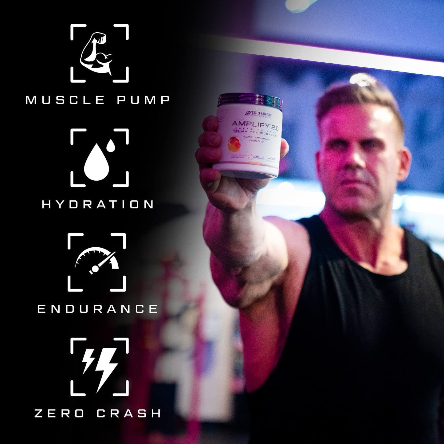 Cutler Nutrition Amplify - Caffeine Free Pre Workout for Men and Women | Stimulant Free| Arginine | Coconut Water and L-Citrulline | 40 servings | 280g