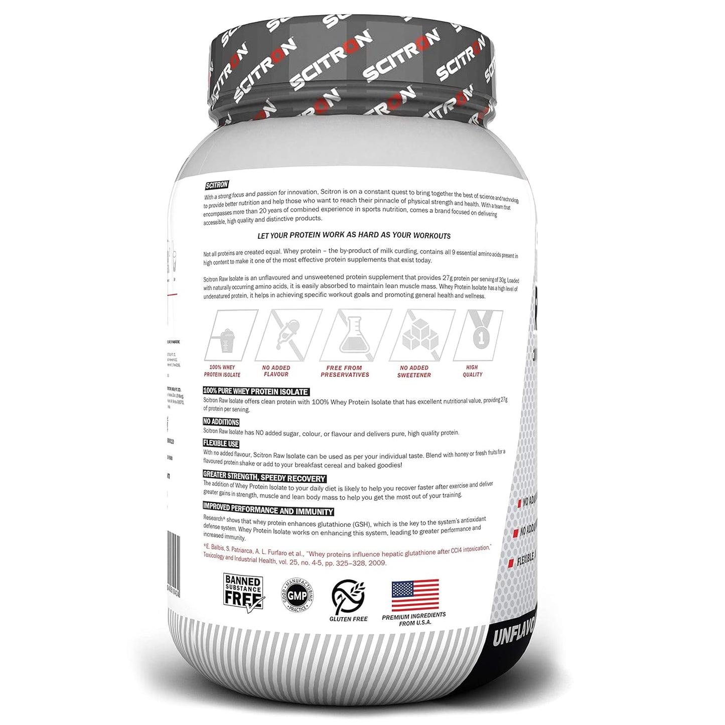 Scitron RAW ISO 100% Whey Protein Isolate  |2lbs | 900g | Unflavoured