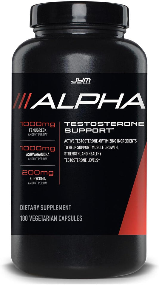 Alpha JYM Testosterone Support | Male Vitality| Hormone Optimization| Ashwagandha| Fenugreek| Eurycoma| Damiana| Quercetin|