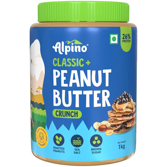 Alpino Classic Peanut Butter | 90% Roasted Peanuts | High Protein Peanut Butter Crunchy | Gluten-Free