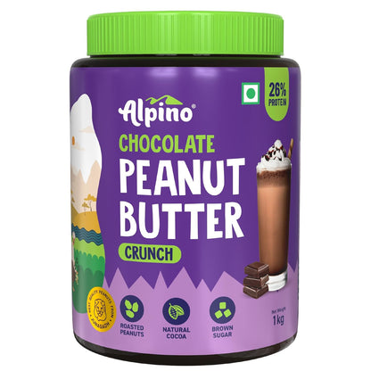 ALPINO Chocolate Peanut Butter| Roasted Peanuts| Chocolate Paste & Brown Sugar |26% Protein |Source of Healthy Fats
